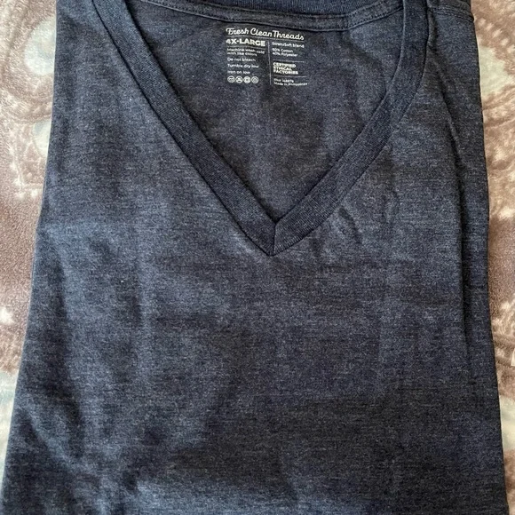 Fresh Clean Treads Men's Charcoal Short Sleeve Tee v neck 4X-Large - Picture 5 of 6